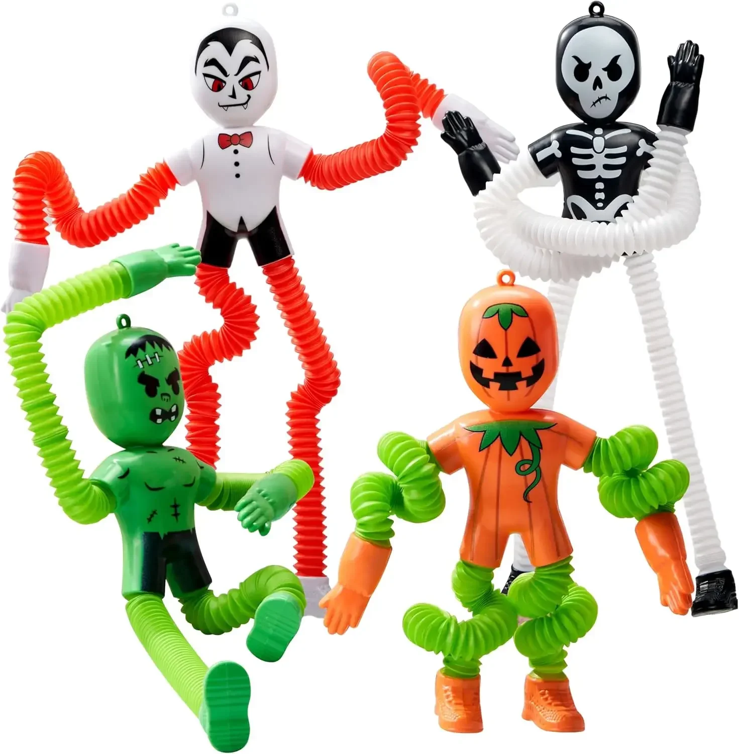 Sloosh, set da 4 giocattoli sensoriali elastici a tema Halloween, giocattoli telescopici a forma di tubo che si gonfiano, ideali per alleviare lo stress, perfetti come regali per feste di Halloween e
