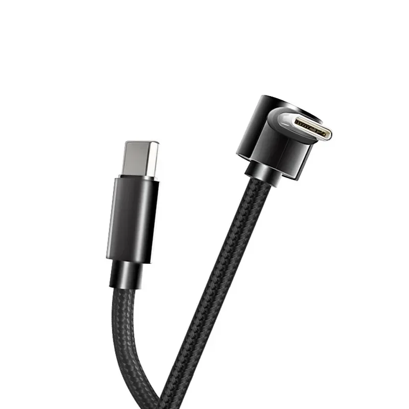 60W Nylon Braided Type C Data Cable Line 90 Degree Elbow USB C To USB C PD Cable for iPhone 17 Pro Samsung Fast Charging Cords