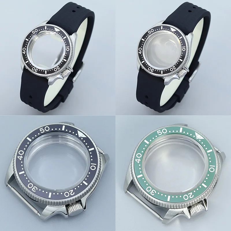 

38mm Watch Case Watchbands Repair Parts Sapphire Glass For Seiko Nh35 Nh36 4R36 movement cases 28.5mm Dial Ceramic Bezel Mod SKX