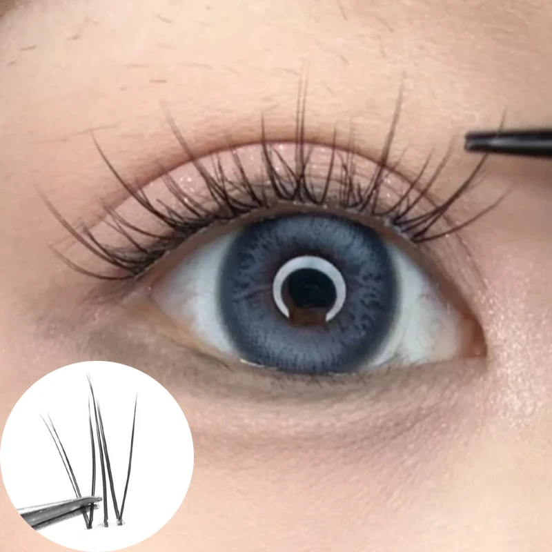 Natürliche Cluster-Wimpern, DIY-Einzelwimpernverlängerung, 3D-kleberfrei, segmentierte Wimpern, dicke, selbstklebende falsche Wimpern