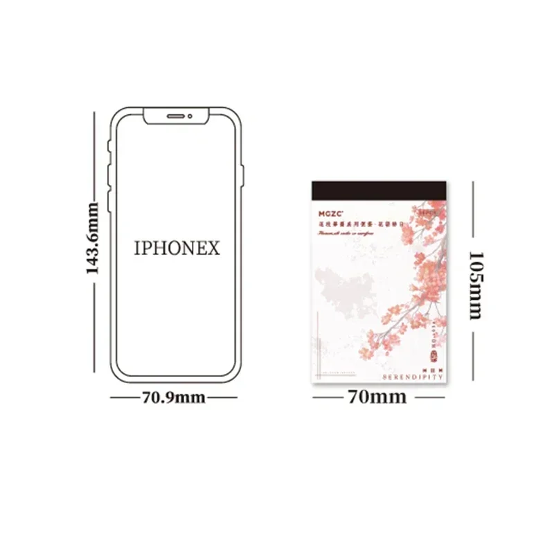 30Sheets Memo Notes Branch Flowers Flowering Decorative Background Material Scrapbook Writing Handbook 105*70MM