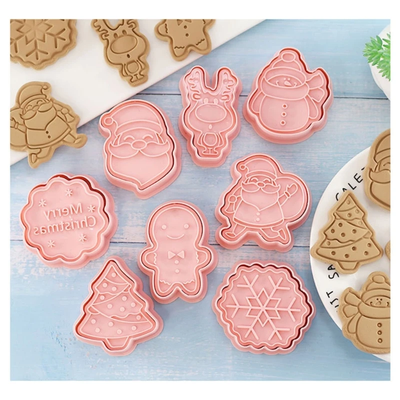 Christmas Biscuit Molds PP Material Cookie Molds Push-type Baking Cookie Cutters