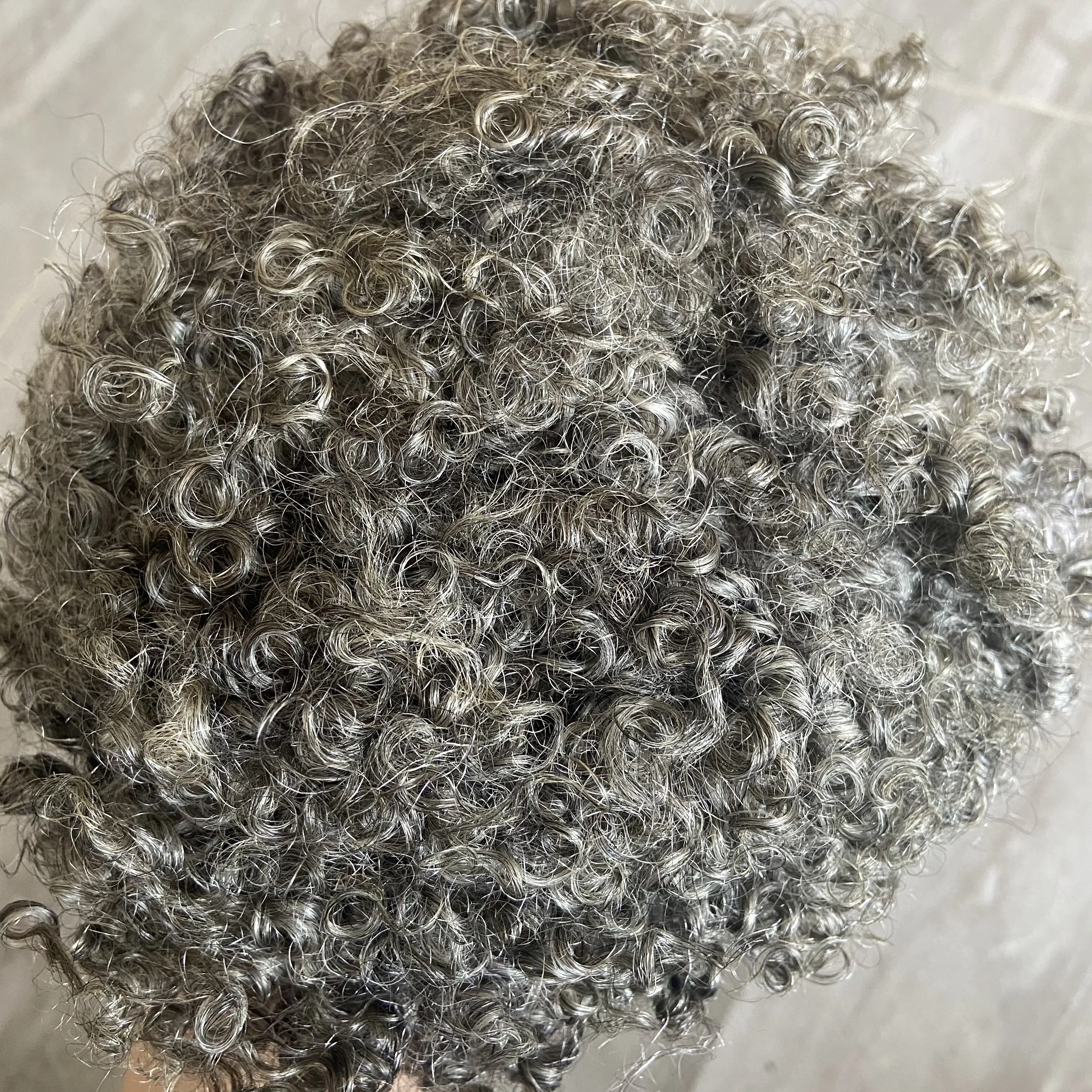 15mm Afro Krullend Natuurlijke Haarlijn Volledige Zwitserse Kant Mannen Toupetje Menselijk Haar Bleekmiddel Knopen blond Grijs Bruin Mannelijke capillaire Prothesi