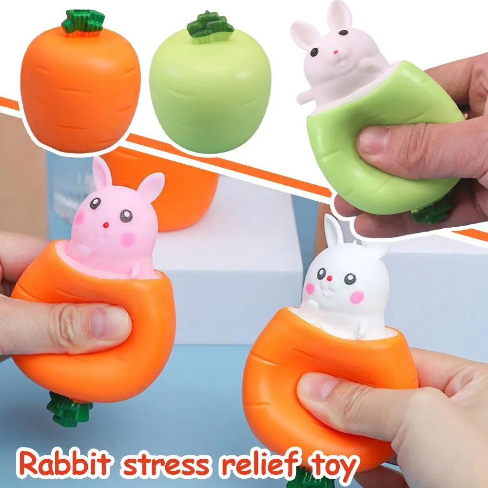  Carrot Rabbit Cup Small Animal Stress Relief Toy Fun Decompression Pocket Fidget Prank Gift For Kids Adults U8W5