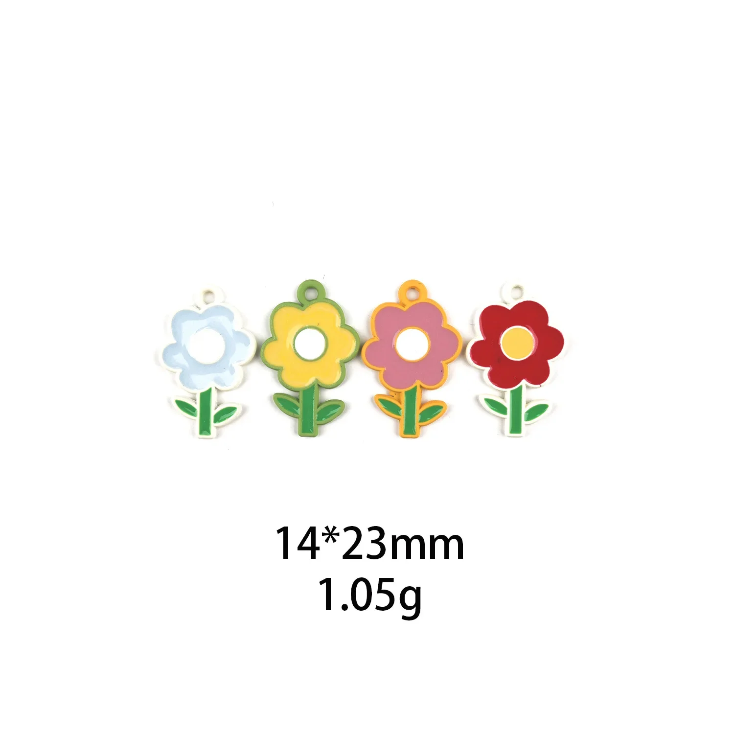 10pcs Flowers with Leaves Enamel 14*23mm Charms Pendants for DIY Necklace Bracelet Jewelry Making