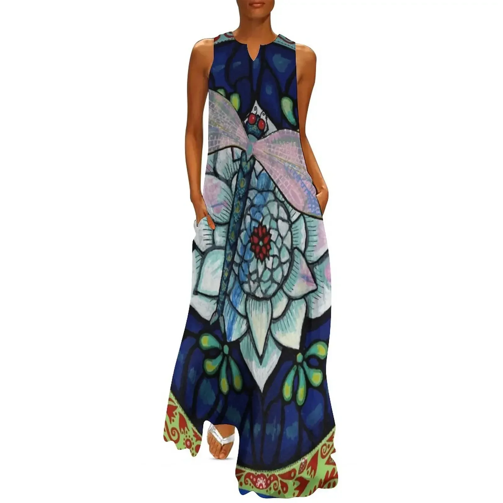 

Dragonfly Mandala 2 Long Dress womens dress wedding guest dress 2025 Women's long long sleeve dresses