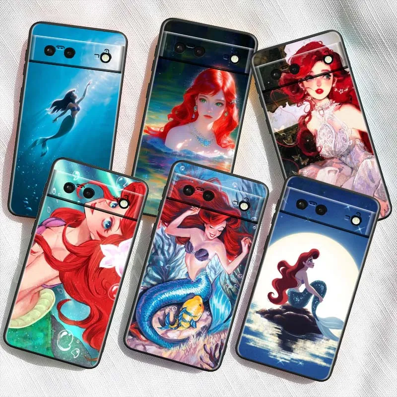

Disney The Little Mermaid Phone Case For Google Pixel 9a 9 8A 8 7 7A 6 6A Pro XL 2024 5G Black Soft TPU Silicone Cover