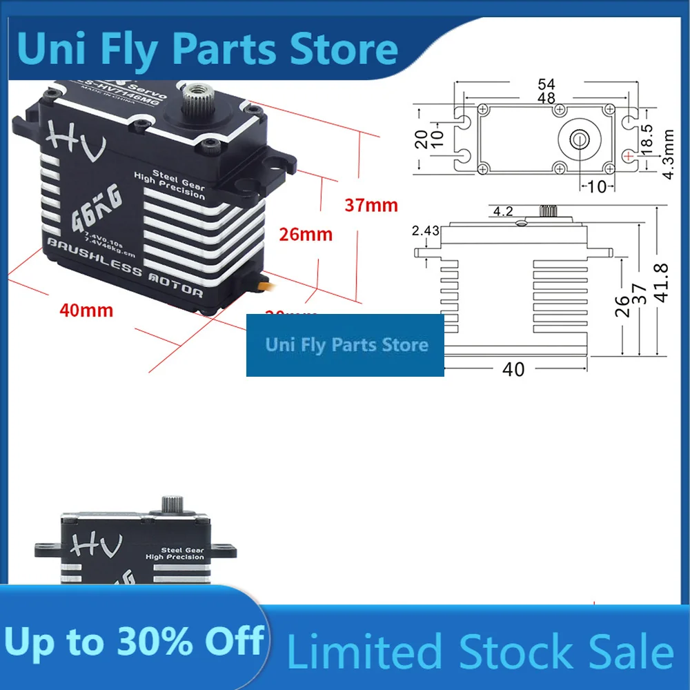 UniFlyBLS-HV7146MG JX Waterproof Servo 46KG Brushless Standard Full CNC Digital Steel Gear For RC Car Truck Crawler Helicopter R