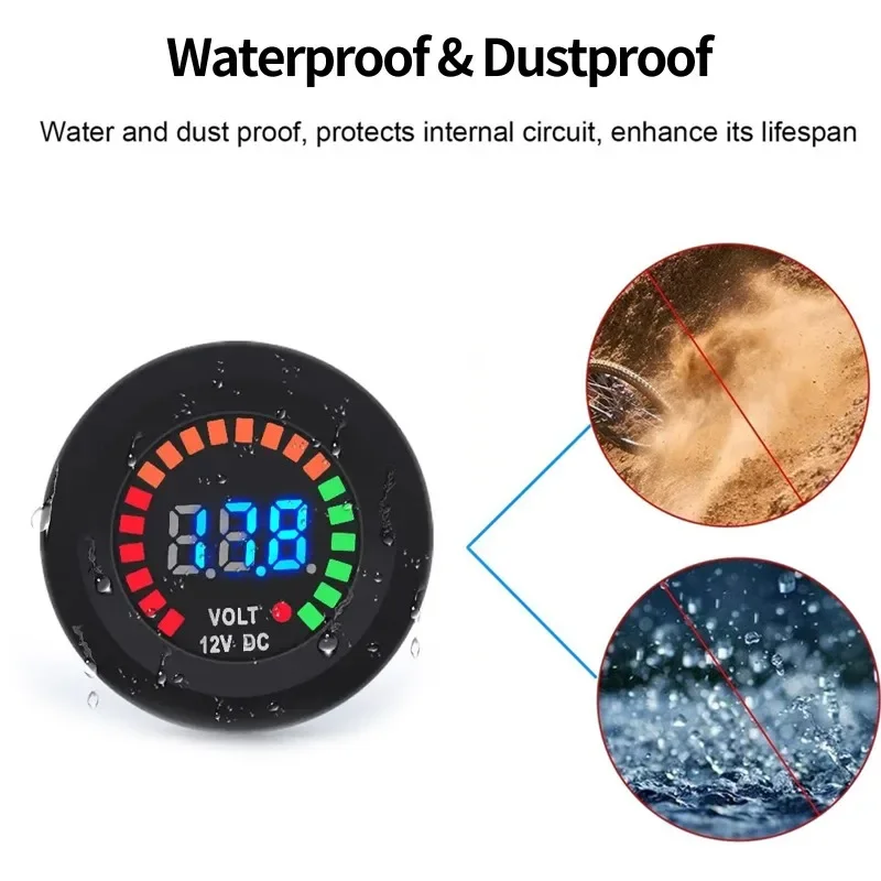 جهاز اختبار الجهد الكهربائي بثلاثة ألوان مع تنبيه صوتي، شاشة رقمية LCD 12-24 فولت للنظام الكهربائي للمركبة، شاشة بطارية في الوقت الحقيقي #2