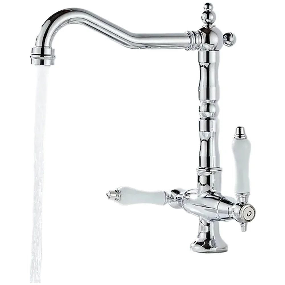 

360 Degree Rotation Antique Basin Faucet Double Hand Wheel Controls 360 Degree Rotation Faucet For Vanity Basin