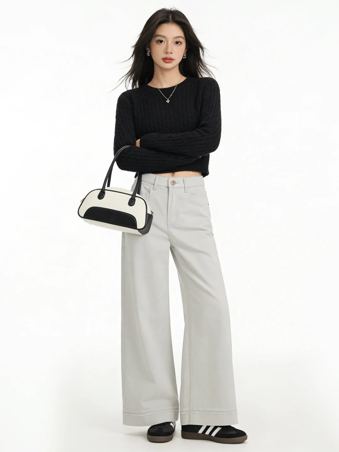 

Slimming High Waist Soft Denim Nine Point Pants Korean Sle Commute Versatile Early Spring New Arrival Drapey Wide Leg Jeans