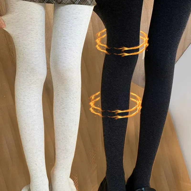 

Зимние утолщенные леггинсы овсяного цвета, женские эластичные однотонные колготки с высокой талией, термочулки в вертикальную полоску