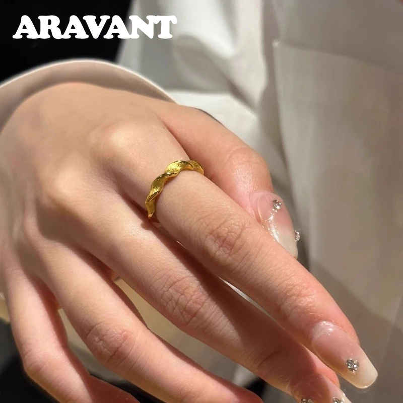 

Aravant 925 Silver 18K Gold Twisted Adjustable Ring For Women Fashion Jewelry