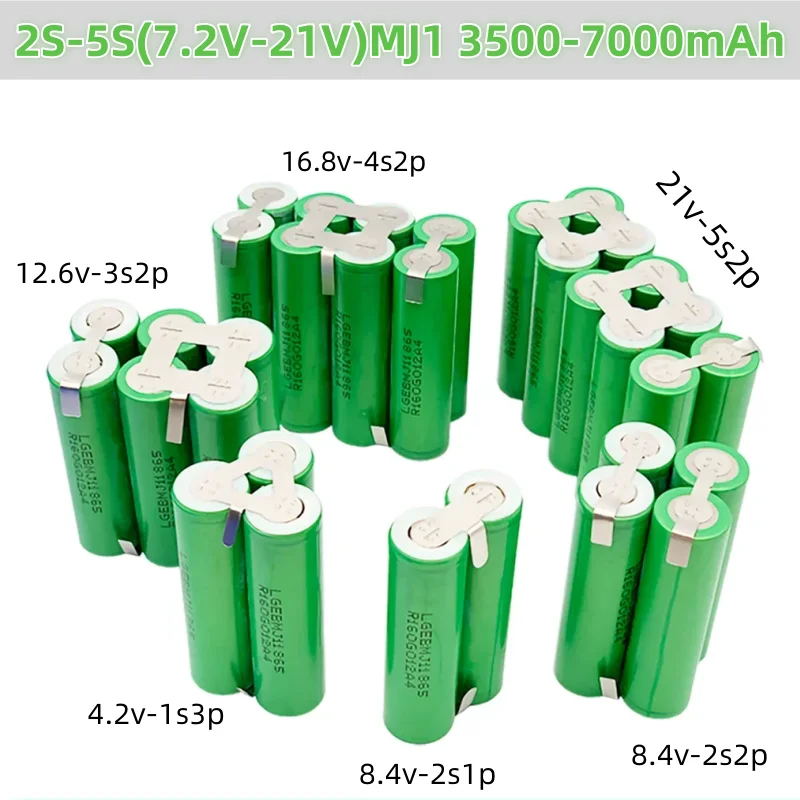 2S1P 1S3P 3S2P 4S2P 5S2P 8.4V 3.7V 10.8V 16.8V 18V MJ1 battery pack 18650 3500mAh 7000mahbattery for 18V MJ1 screwdriver battery