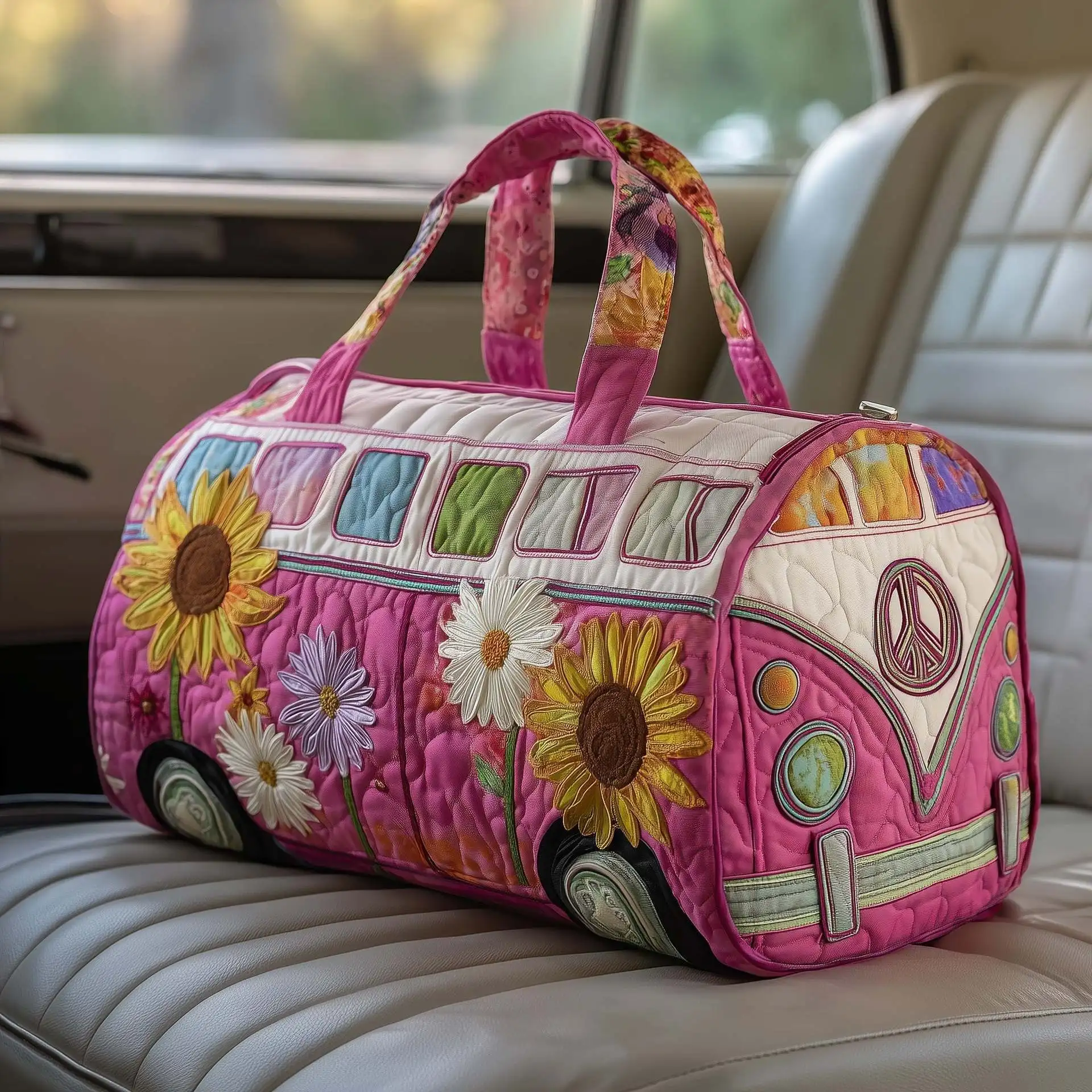 

Quilted Cotton Quilted Travel Bag Hippie Vibe 3D Design Printed Yoga Bag Frog Pattern Mushroom Print Duffle Bag Overnight Stay