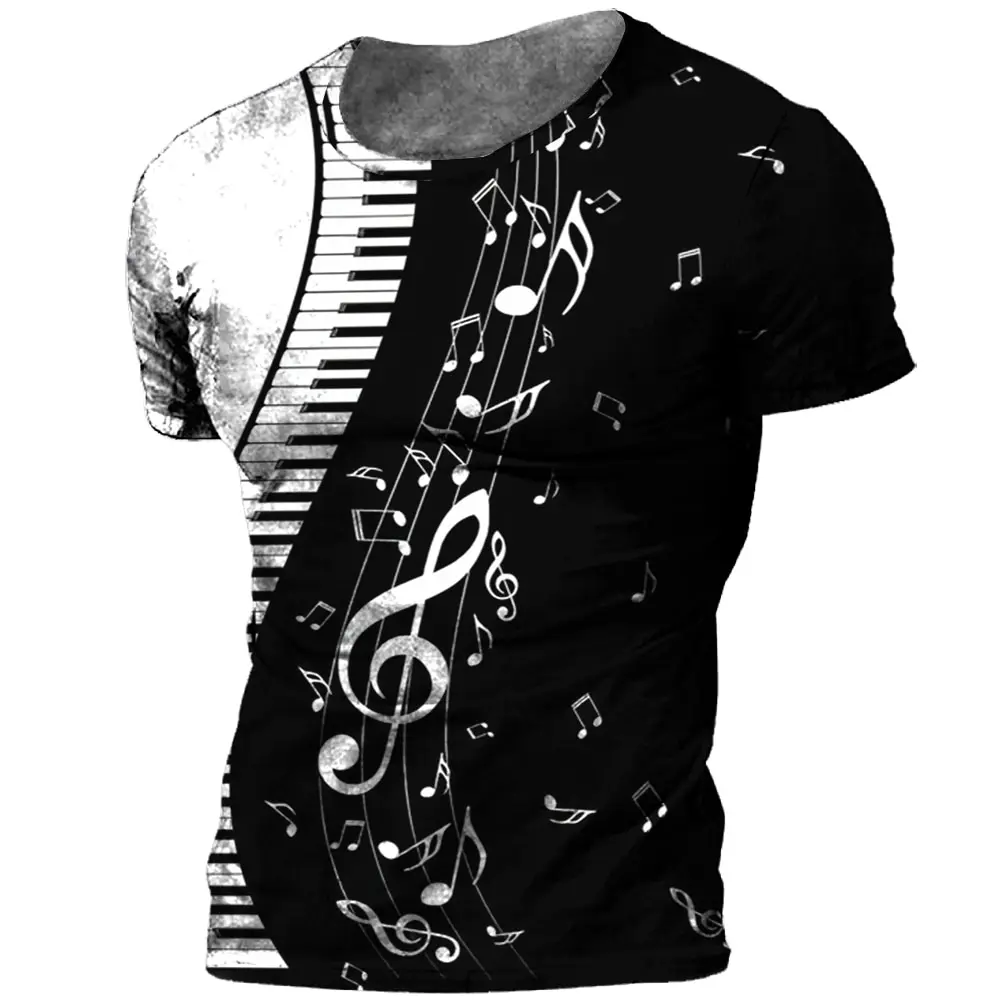 New Piano Musical Notes T-shirts 3D Print Men Woman Short Sleeve T Shirt Streetwear Harajuku Oversized Tees Kids Tops Clothing