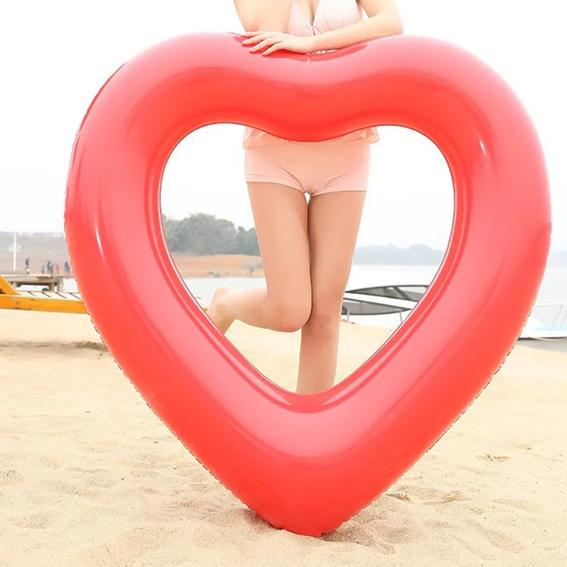 Anéis de natação inflável coração doce Festa na piscina gigante de voltas Flutuador Lifebuoy Círculo de natação do colchão Rosa e Vermelho 90 INS Quente