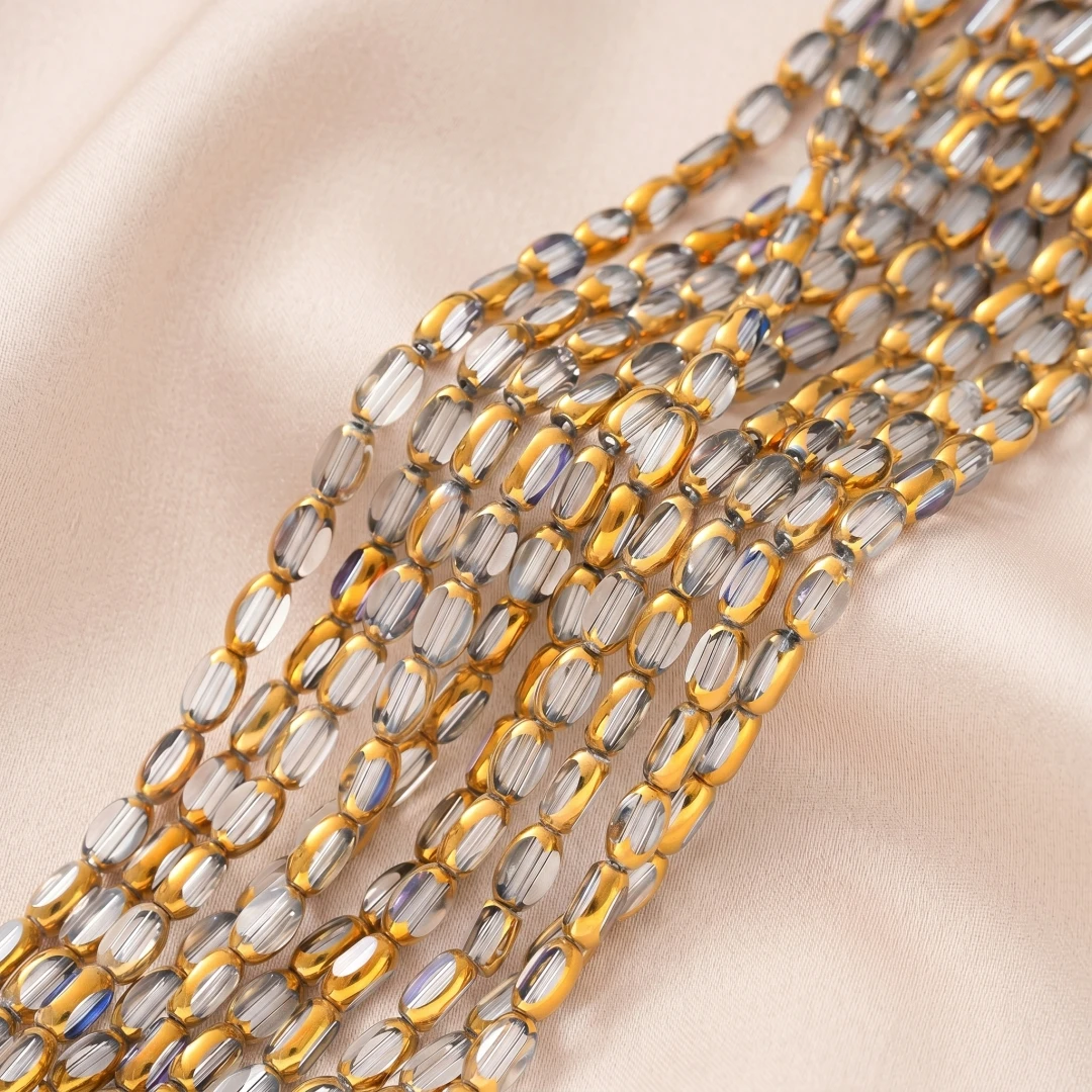 50 Stück/Lot 4x6mm Briolette ovale Glasperlen, lose Kristall-Abstandshalterperlen, Trennperlen für DIY-Armbänder und Schmuckherstellung – Detail 2