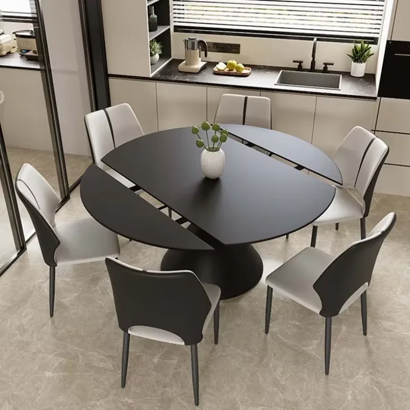 Black Nordic Dining Table Luxury Design Round Kitchen Dining Table Set Living Room Modern Mesa De Jantar Restaurant Furniture