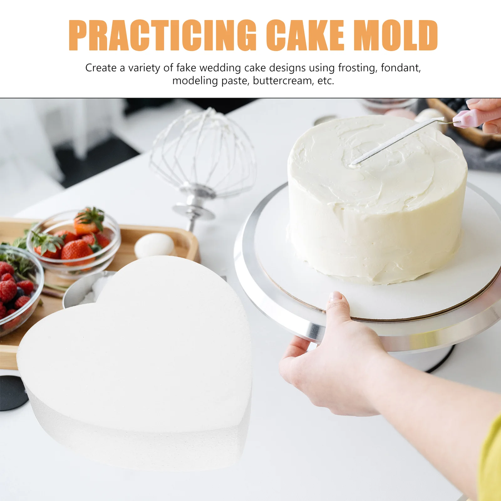 3 Pcs Decoration Foam Cake Model Foams Modelling Mold Baking Practicing Tool Dummies White