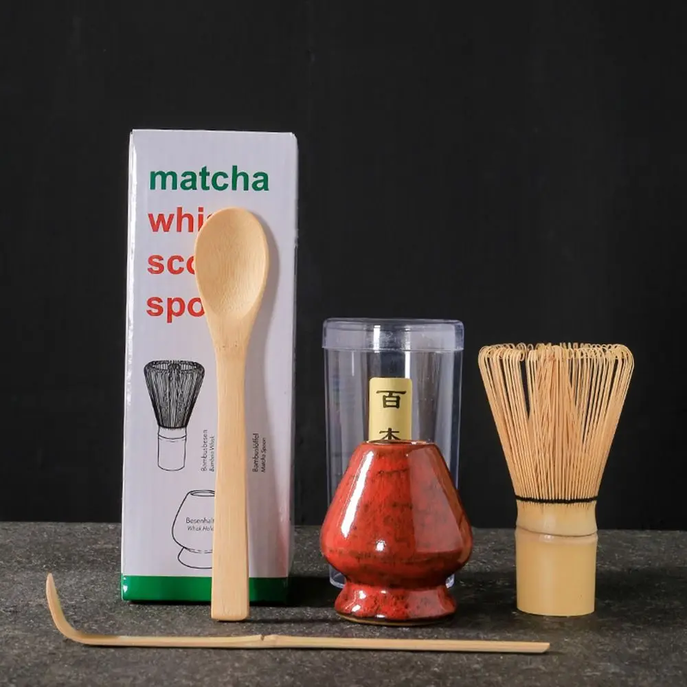 4PCS New Bamboo Ceramic Japanese Matcha Tea Set Food Grade Safe Japanese Chasen Reusable Matcha Whisk Set Stirring