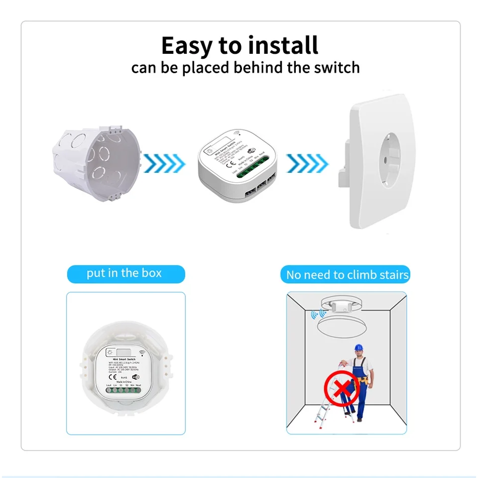 Tuya Smart Switches RF433 WiFi Wireless Remote Controller Timer No Battery Wall Panels Light Switch With Alexa Voice Control