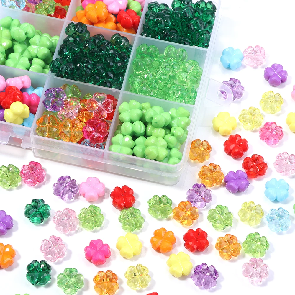 50pcs/lot 11mm Colored Faceted Four Leaf Clover Acrylic Beads Loose Spacer Beads For Jewelry Making DIY Charms Bracelet Earrings image 5