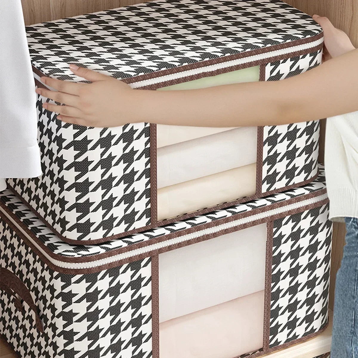 Видимая сумка для хранения одежды большой емкости, портативный бытовой органайзер с ручками, складное пылезащитное одеяло, контейнер на молнии