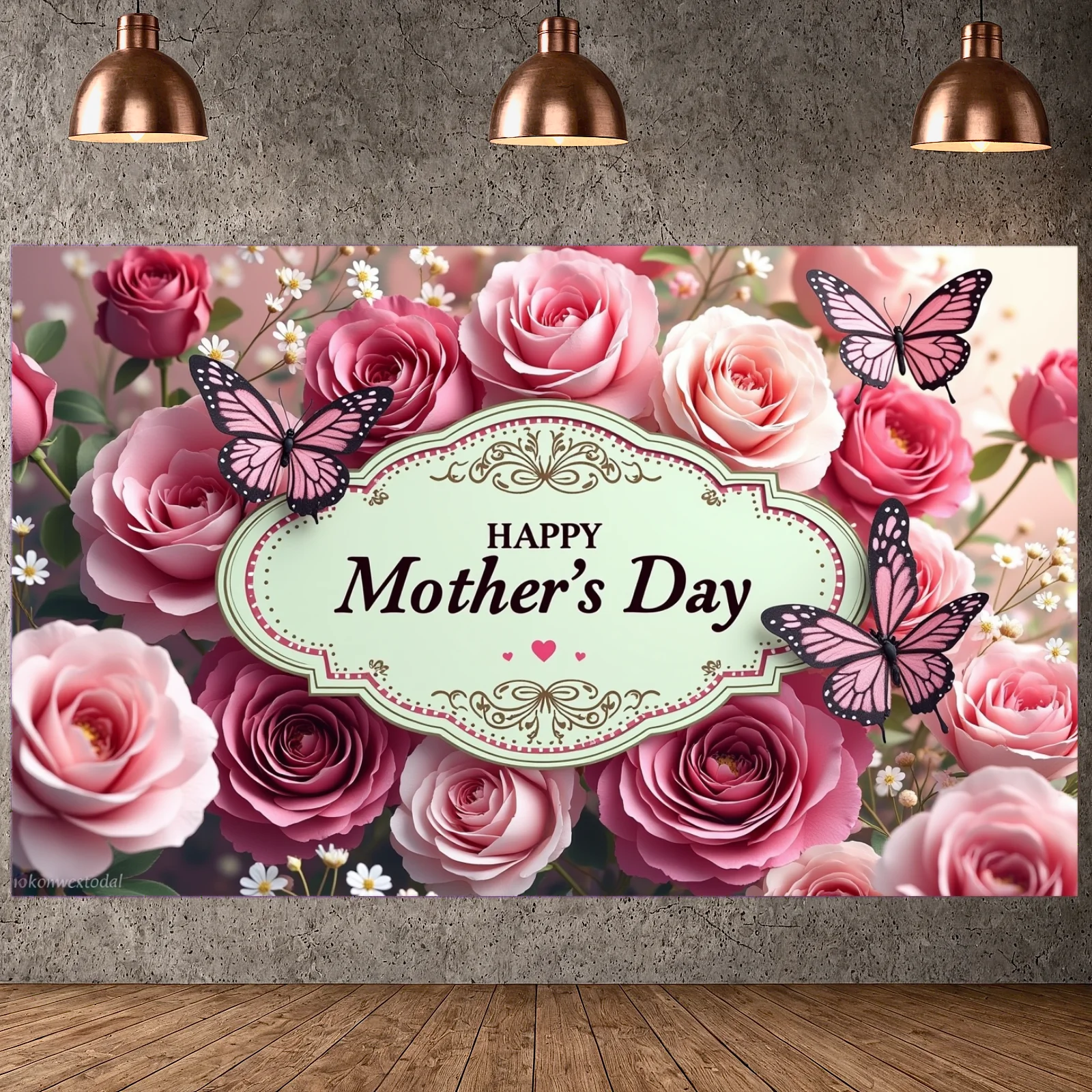 

Баннер ко Дню матери с яркими бабочками, трогательный фон с сердечками для мамы, декоративное украшение в виде сердца для подарка маме