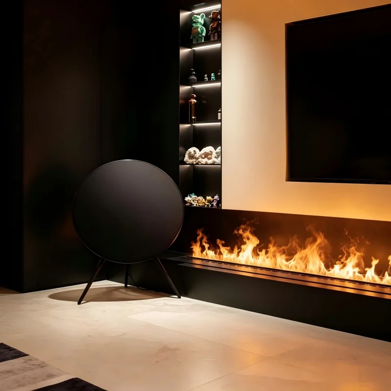 

Remote Control Water Vapor Fireplace,Adjust Flame Color and Brightness from Couch,3D Mist Fire luxury gold mist firepit firebox