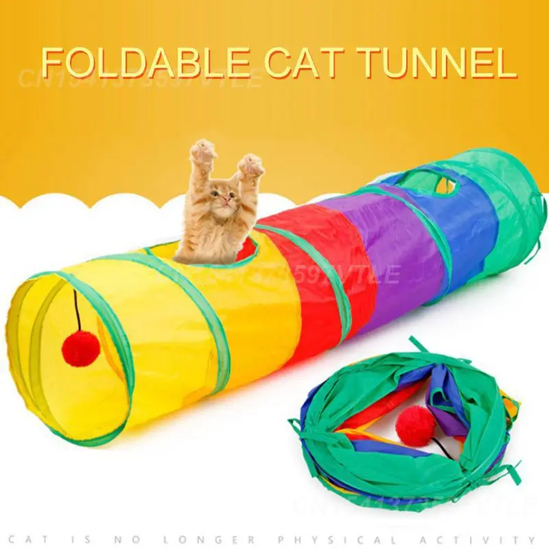 Indoor Entertaining Spacious Multi-way Collapsible Tunnel Pet Toy Cat Tunnel Tube Highly-rated Peek Hole Fun Foldable Cat Tunnel