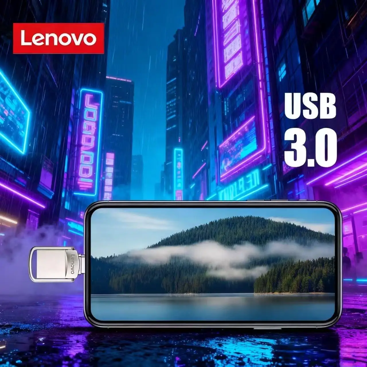 محرك فلاش لينوفو الأصلي سعة 2 تيرابايت USB 3.0 صغير عالي السرعة محرك القلم المعدني 1 تيرابايت عصا تخزين الذاكرة المقاومة للماء 128 جيجابايت قرص U #3