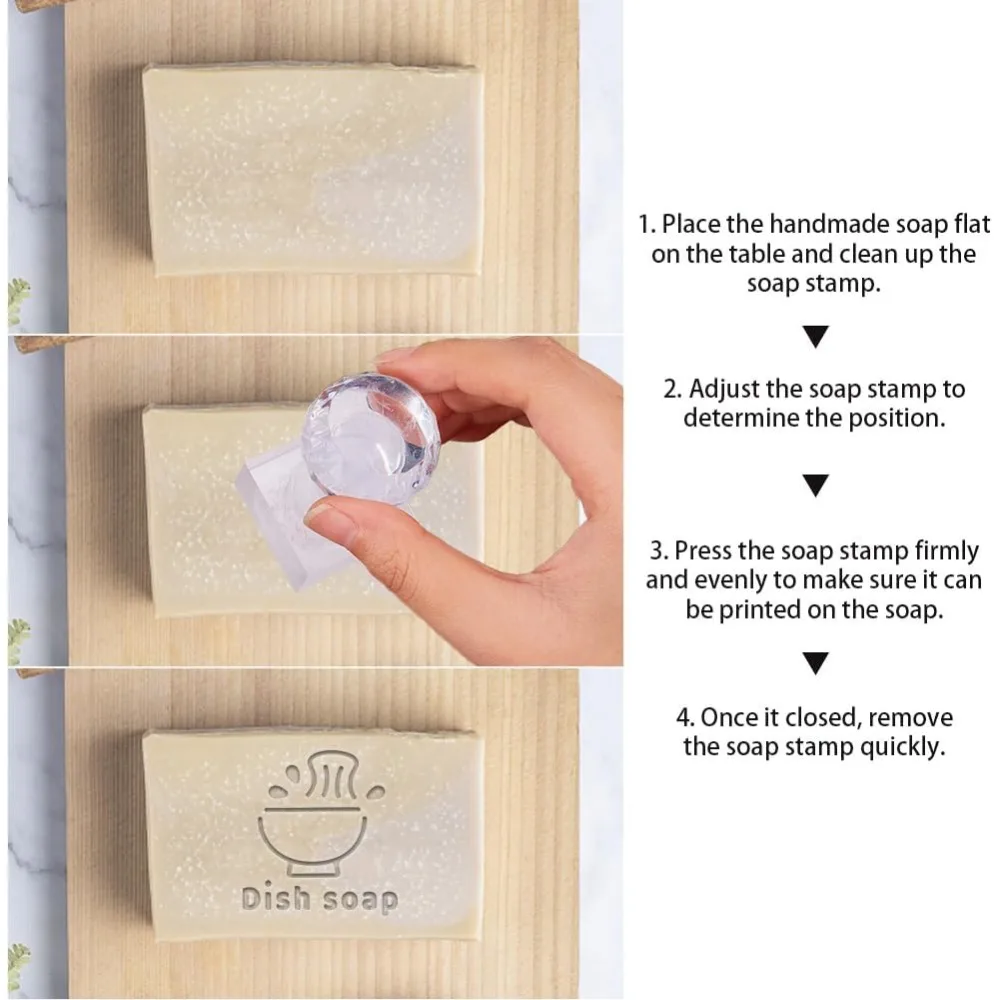 Clear Acrylic Soap Stamps with Big Handles DIY Soap Molds Supplies Food 60x35x33mm Pattern: 30x32mm view 3