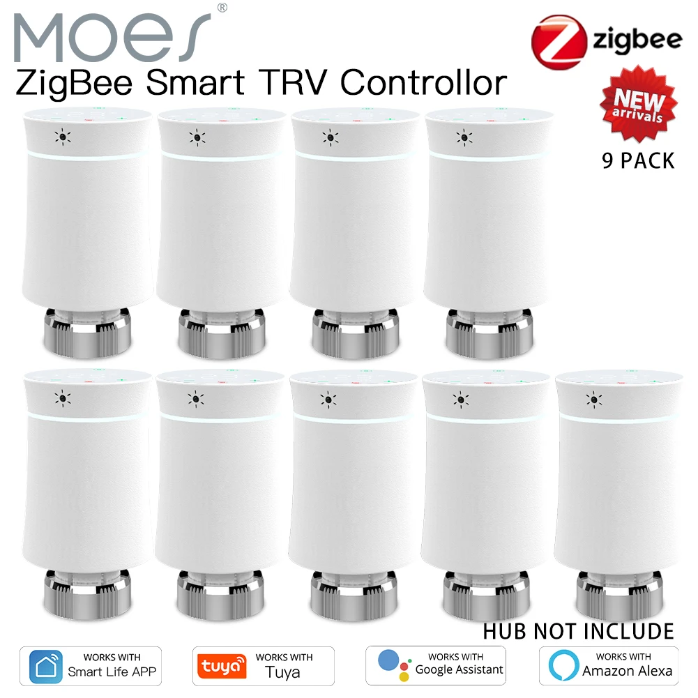 MoesHouse ZigBee3.0 TRV Tuya 新しいラジエーター アクチュエーター バルブ スマート プログラム可能なサーモスタット 温度ヒーター コントロール Alexa Google 音声コントロール リモート アプリ コントロール