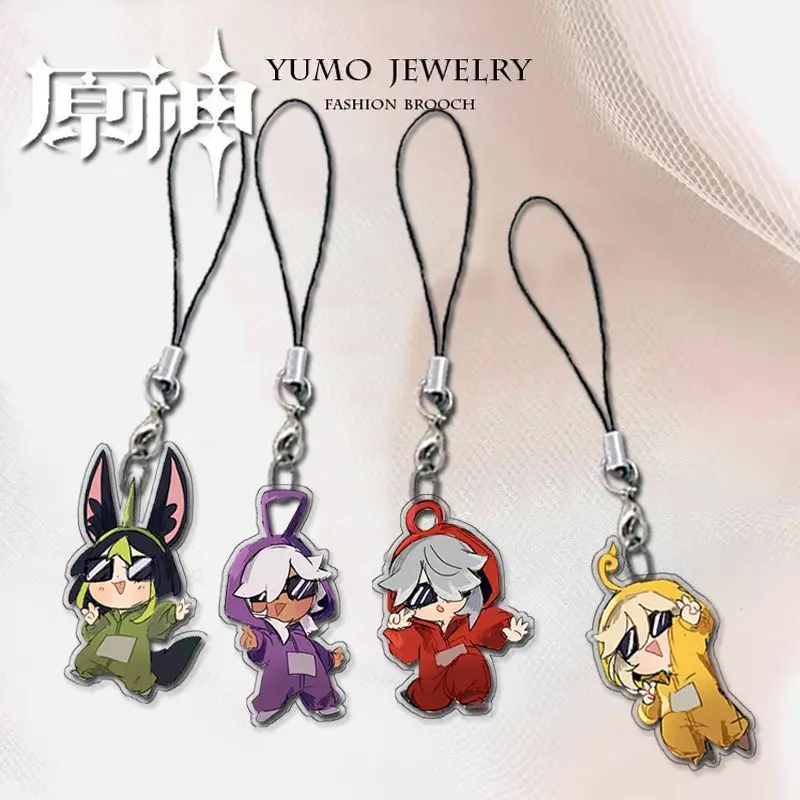 Anime Game Impact Rock Style Pop Rock Strap Lanyards For IPhone/Xiaomi/Huawei Mobile Phone Case Keychain Key Chain Cover Hang