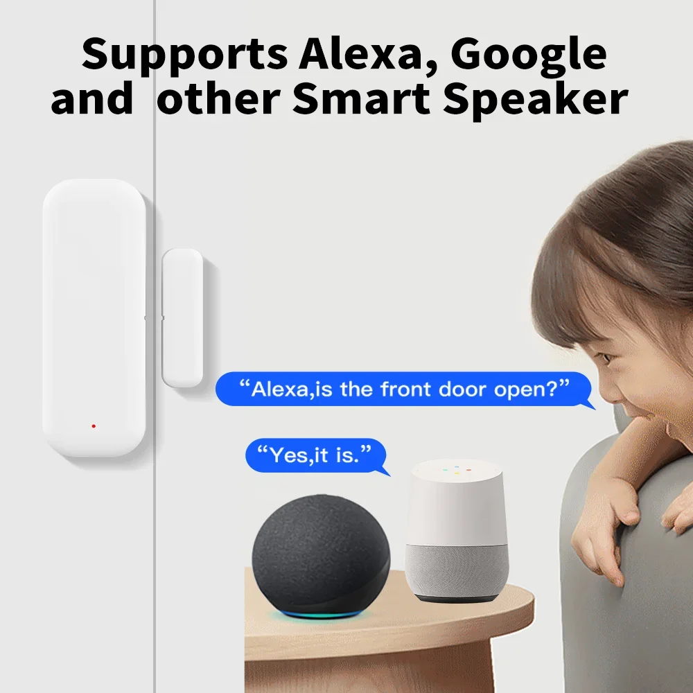 Tuya Zigbee WiFi Door Sensor Window Sensor Contact Sensor For Smart Home Smart Life APP Remote Control Compatible with Alexa