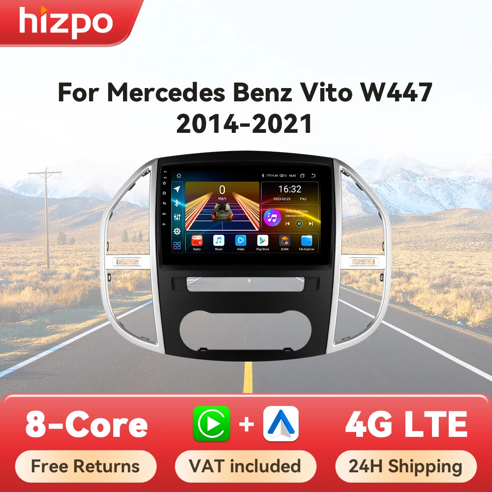 Hizpo 10.1“ Radio For Mercedes Benz Vito W447 2014-2021 AI Voice 2 din Android Auto Carplay Car Multimedia GPS 2din Stereo 7862