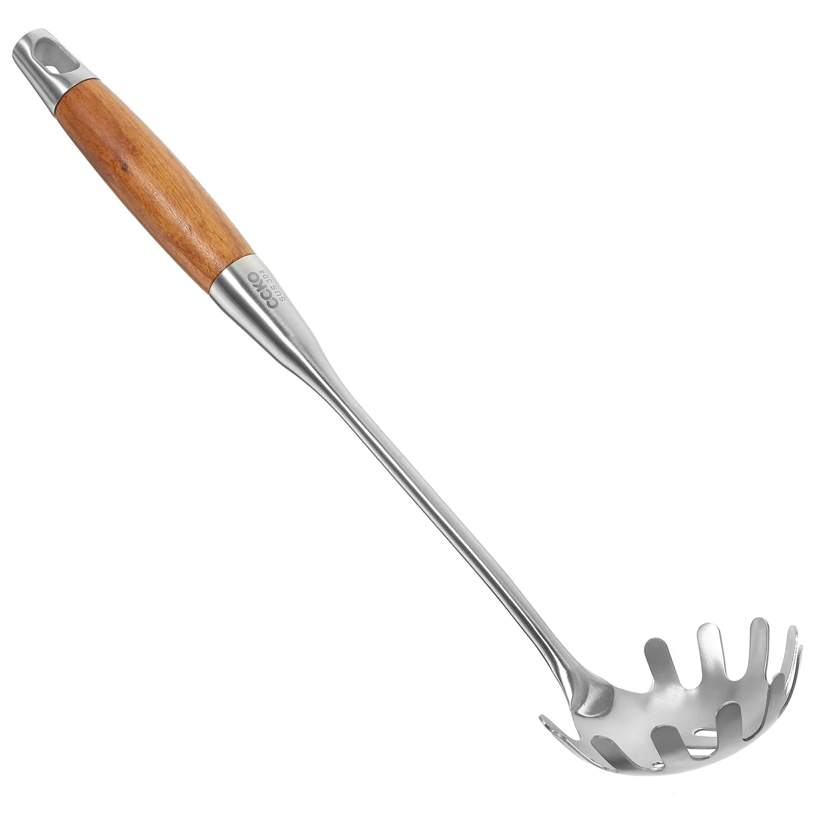 

Stainless Steel Spaghetti Server Noodle Strainer Spoon Colander Tool Drain Hole Anti-Scalding Heat Insulation Smooth for Pasta