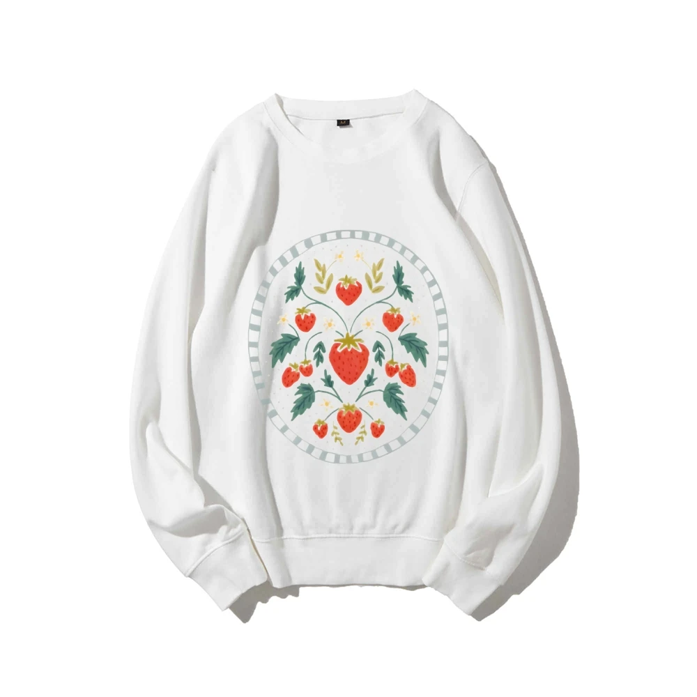 

Casual Crewneck Sweatshirt Y2K Graphic Hoodie Strawberry Circle All Cotton High Quality Oversize Colorful Pattern Print Y2K