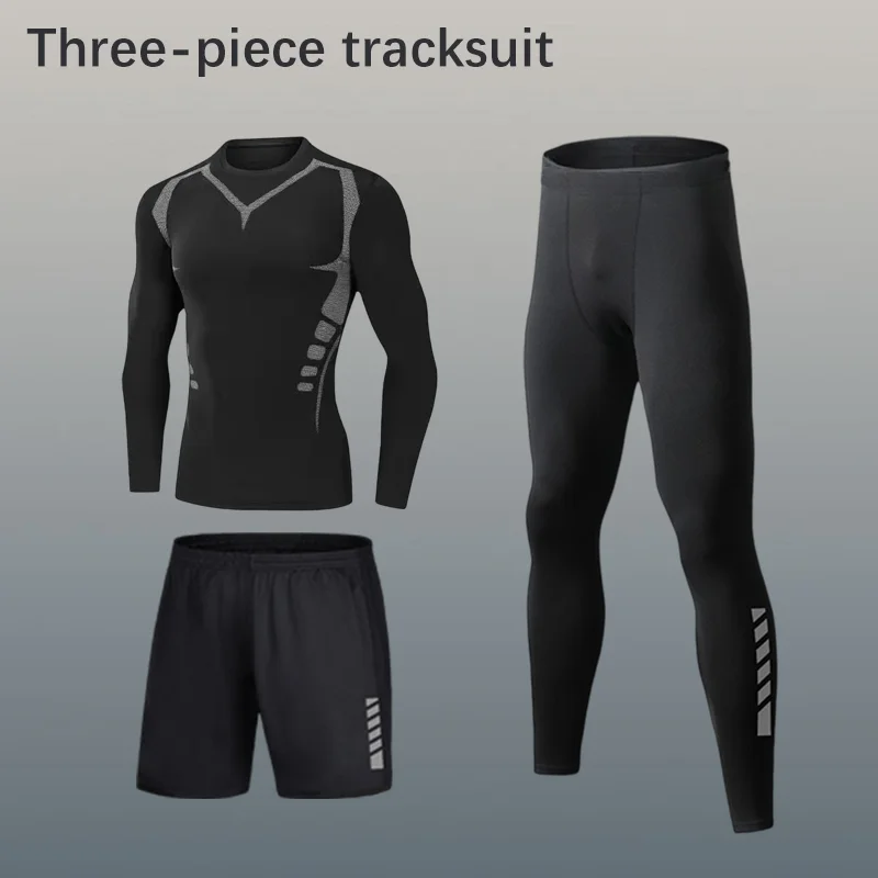 

Мужской быстросохнущий спортивный костюм: модная облегающая одежда с длинным рукавом для тренировок, бега, велоспорта (весна-осень)