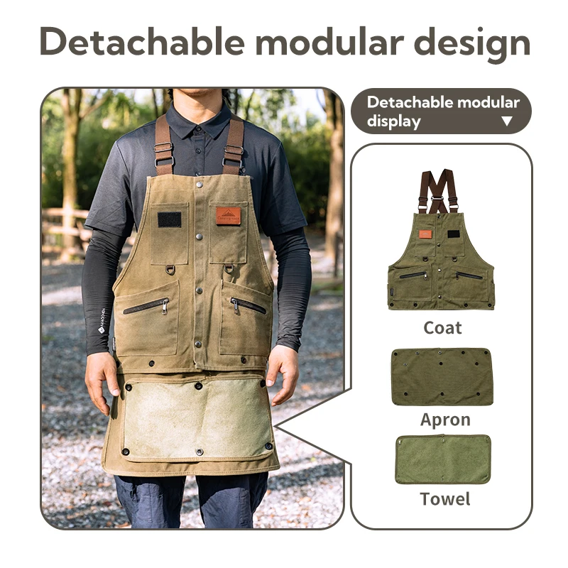 

Съемный фартук CAMPINGMOON Q1 со встроенным полотенцем, многофункциональными карманами, хлопковая рабочая одежда для кемпинга на открытом воздухе