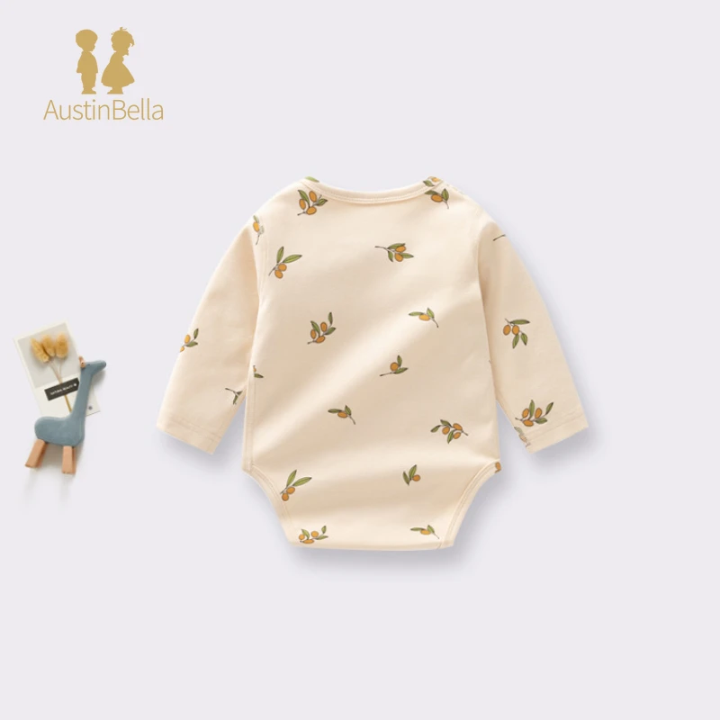 Austin&Bella Summer Baby Romper Triangle Bodysuit Long Sleeve Jumpsuit Baby Cartoon Print One-Pieces Clothing Baby Kimono