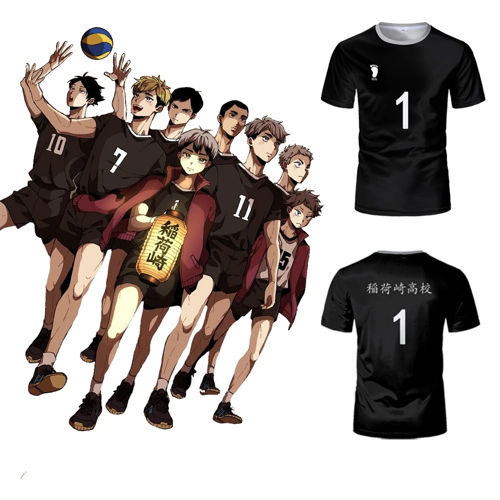 

Japanese Anime Haikyuu Inarizaki High School Jersey Shinsuke Kita Fans Cosplay Tops Miya Atsumu Men And Women Sports Gym T Shirt
