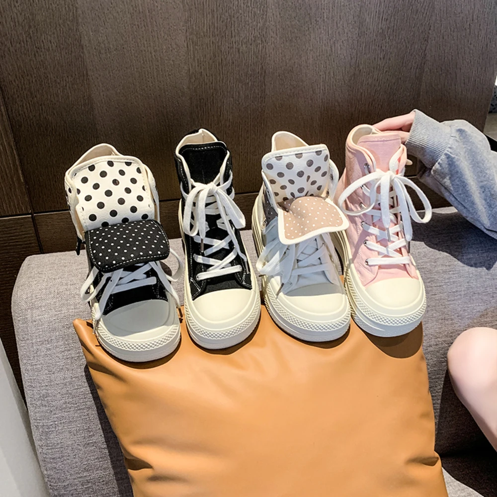 

Женские повседневные кроссовки-кеды 2026 года с уникальным дизайном, высокие, из канваса, для студентов, трансформируемые, на толстой подошве, для скейтбординга
