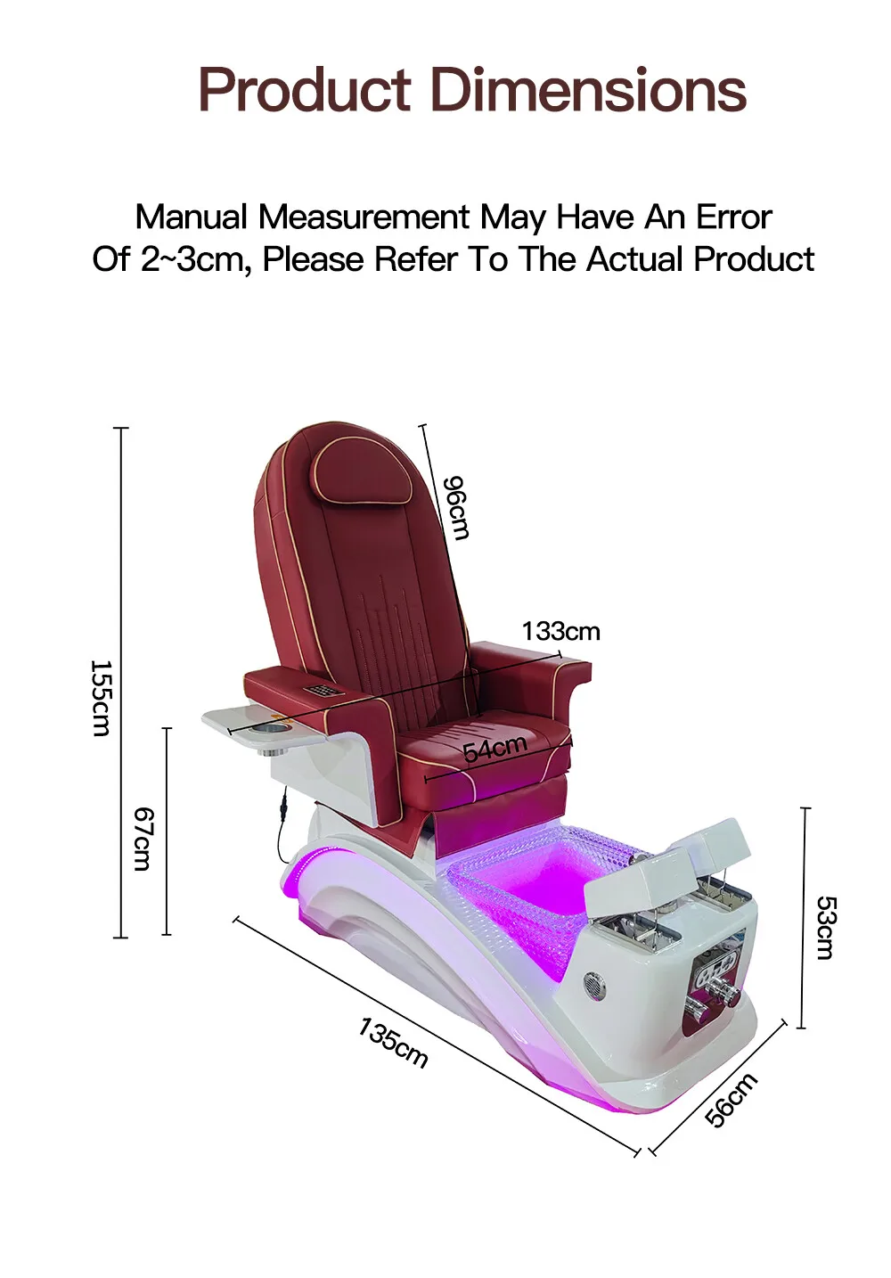 2026 Beauty Salon Spa Stuhl Elektrischer Liegesessel Massage-Nagelstuhl, LED-Fußbadewanne Maniküre-Pediküre-Ausrüstung für Spa-Center – Detail 9
