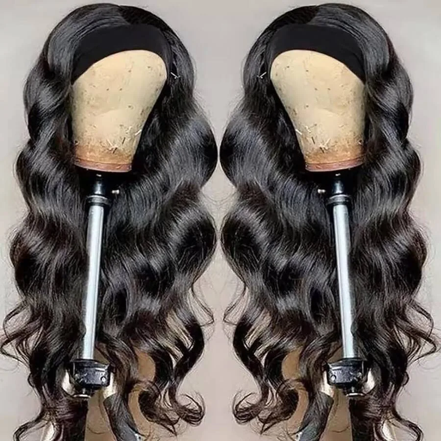 34 Inch 220% Density Body Wave Headband Human Hair Wig Machine Made Human Hair Wig Ready To Wear Headband Body Wave Remy Human Hair Wigs For Women