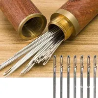 30Pcs Stainless Steel Blind Sewing Needles Elderly Big Hole Self Threading Needles Hand Sewing Embroidery Needle Accessories