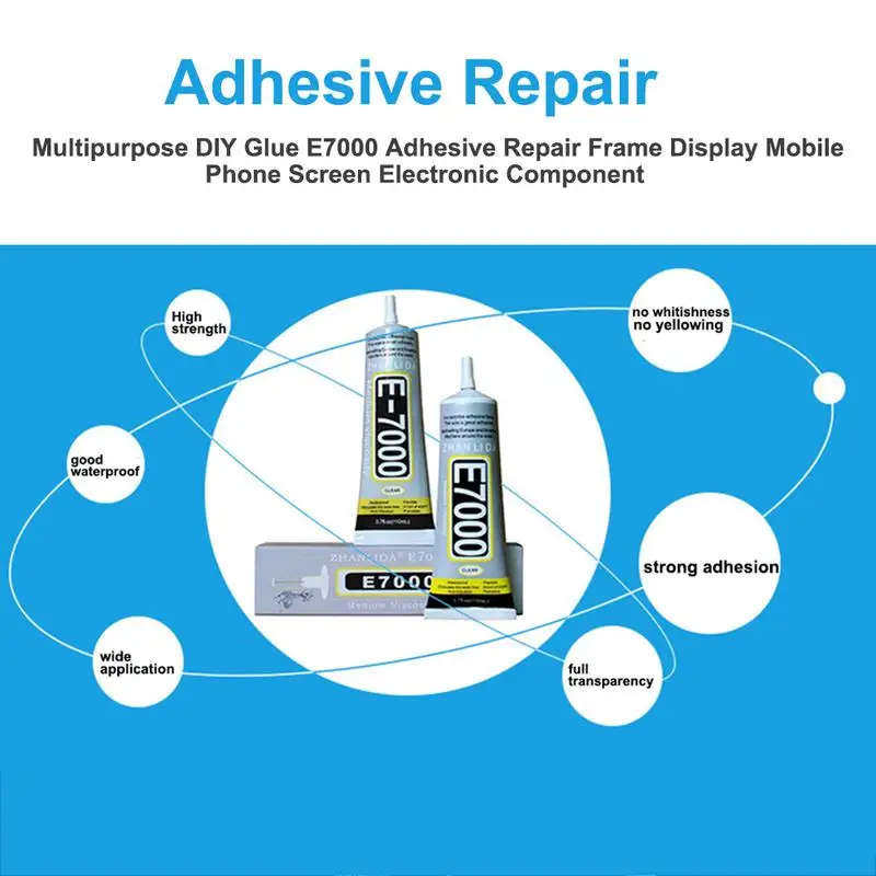 E7000 액체 접착제, 더 강력한 송진 접착 강도, 투명 다목적 슈퍼 실란트 핸드셋, DIY 터치, 50ml, 110ml