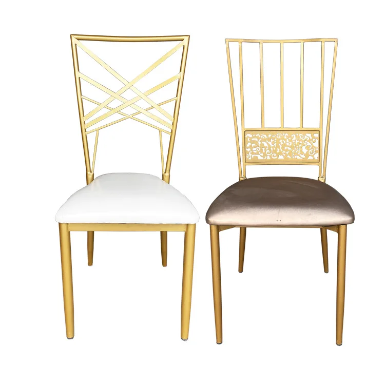 Starting from100 batches factory outlet rose gold wedding chairs dining chairs iron chairs aluminum alloy can be stacked