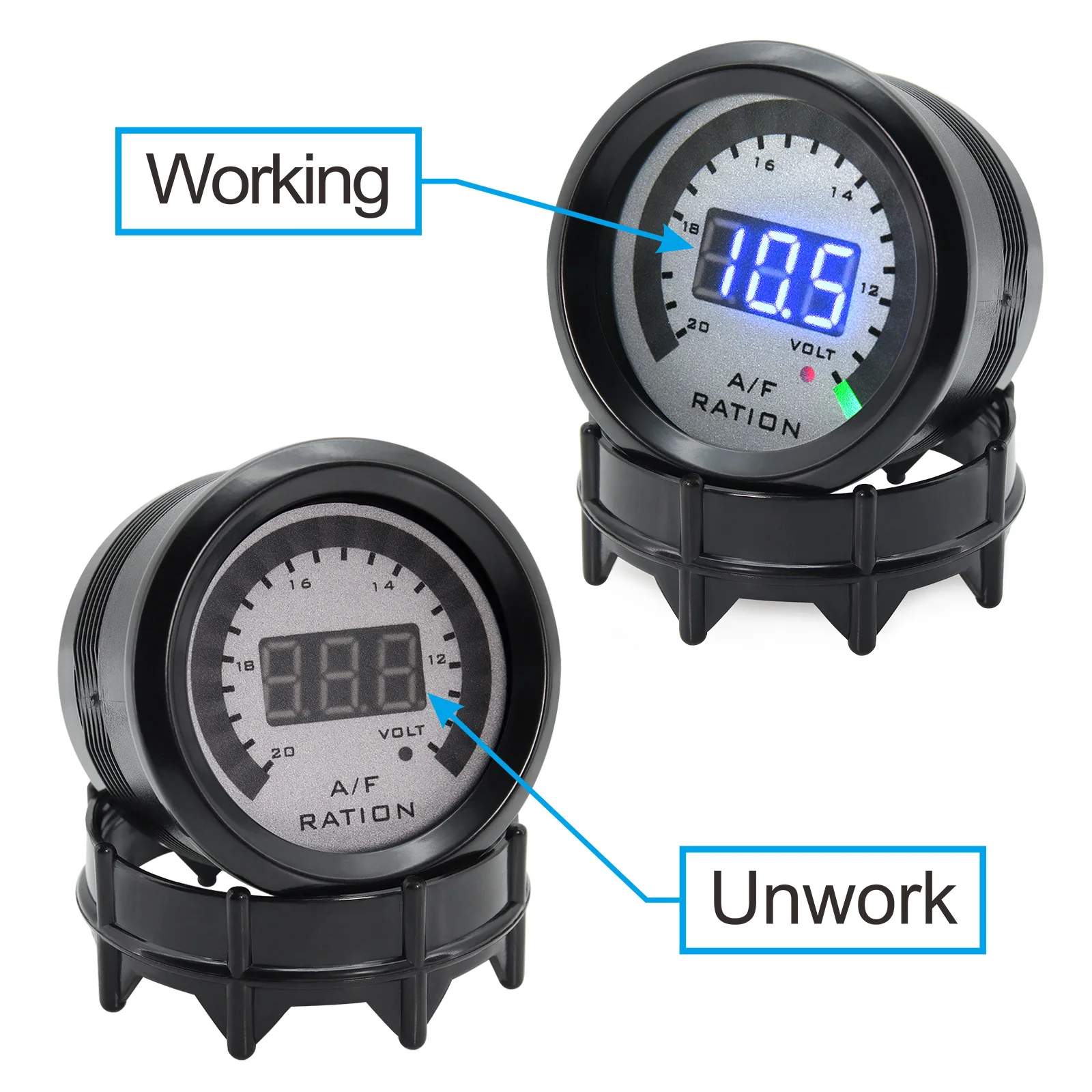 2 "52mm LED Digital Display Luft-kraftstoff Verhältnis Gauge Geräuchertes Gesicht AFR Volt Meter Automotive Voltmeter mit Pfeilband Sauerstoff Sensor 12V – Detail 12